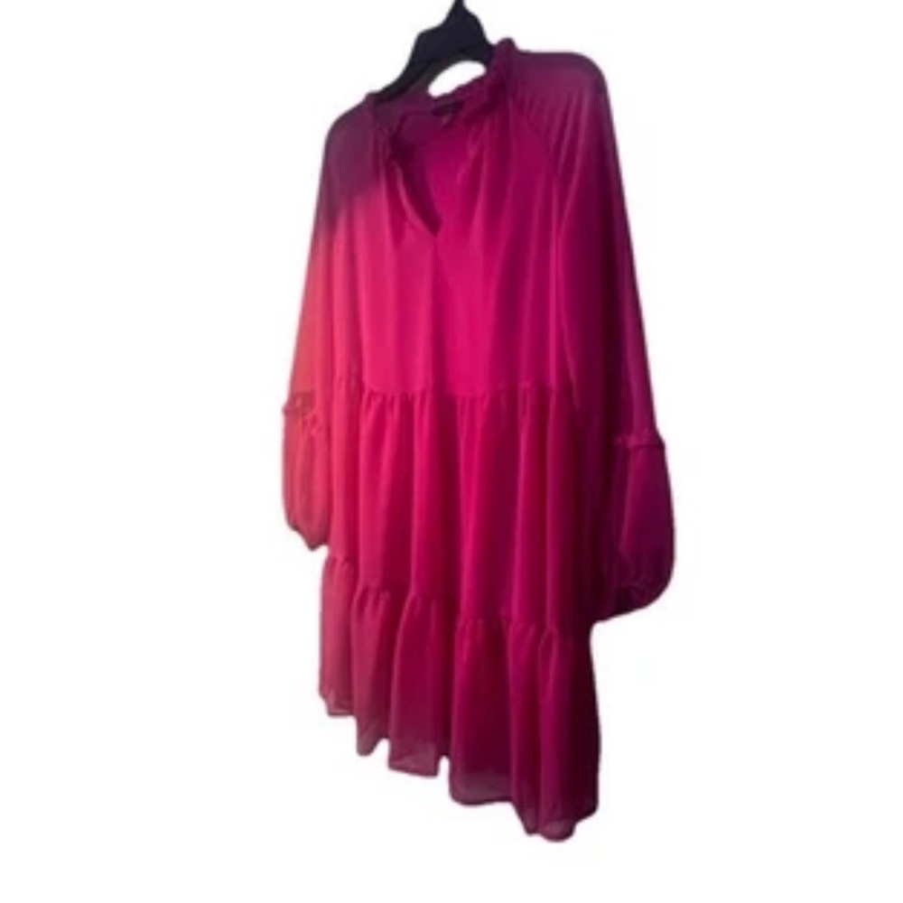 Vince Camuto Size XS Vibrant Pink Long Sleeve Dress - Picture 3 of 5